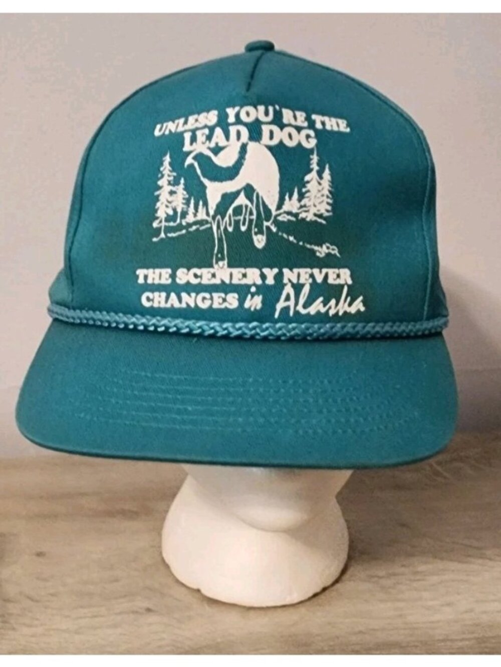 VINTAGE ALASKA UNLESS LEAD DOG, SCENERY NEVER CHANGES TRUCKER HAT MUSHER HUSKY